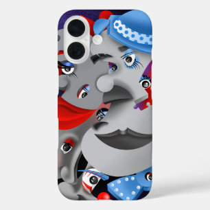 Surreal Faces & Jigsaw Puzzle iPhone 16 Case