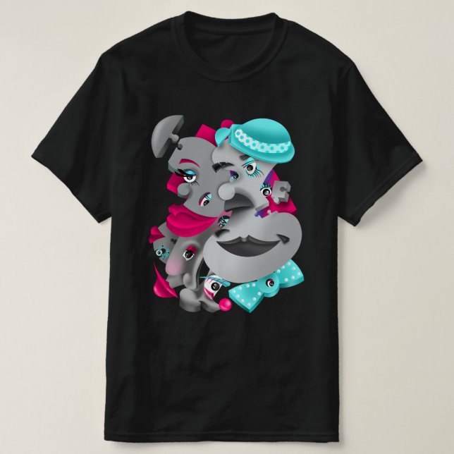 Surreal Faces & Jigsaw Puzzle Men’s T-Shirt  (Design Front)