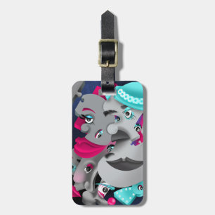Surreal Faces Luggage Tag – Bold & Unique