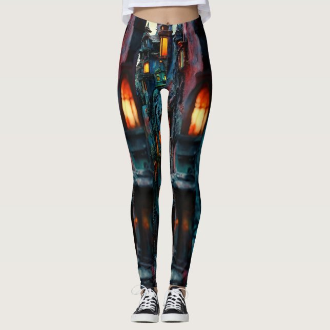 Surreal Fantasy City Leggings - Artistic 3D Master (Front)