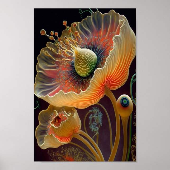 surreal fantasy glowing flowers poster (Front)
