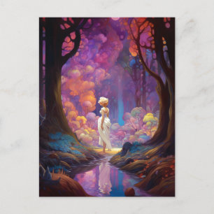 Surreal Fantasy Woodland Forest Landscape Art Postcard