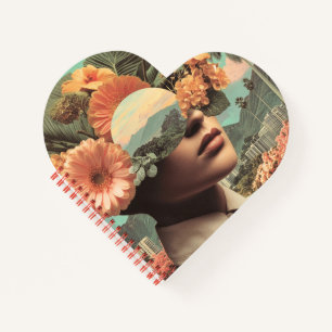 Surreal Female Portrait with Floral Elements Notebook