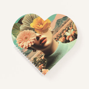 Surreal Female Portrait With Flowers Covering Eyes Notebook