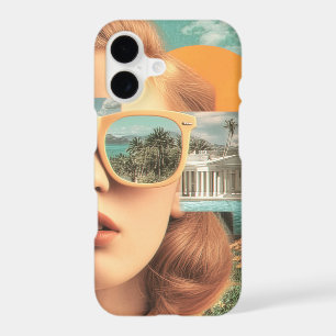 Surreal female portrait with retro sunglasses