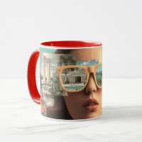 Surreal female portrait with retro sunglasses