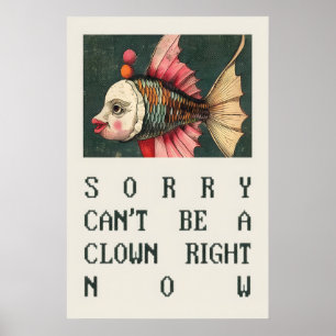 Surreal Fish Clown Portrait Absurd Humour Wall Art