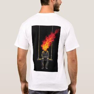 Surreal Flaming Head Dark Art Streetwear Graphic T-Shirt