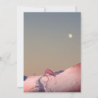 Surreal flamingos in snow holiday card