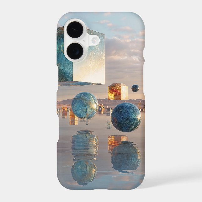 Surreal Floating Cubes And Spheres (Back)