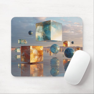 Surreal Floating Cubes And Spheres Mouse Pad