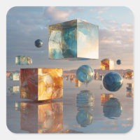 Surreal Floating Cubes And Spheres