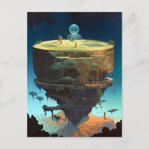 Surreal Floating Island Landscape Fantasy Art Postcard