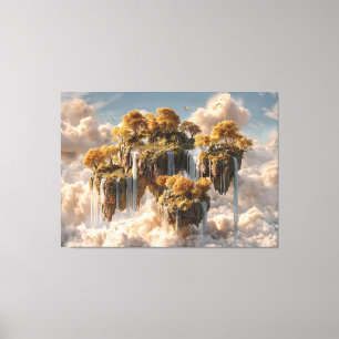 Surreal Floating Islands With Golden Trees Canvas Print