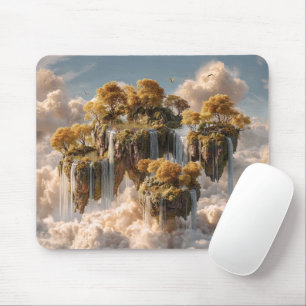 Surreal Floating Islands With Golden Trees Mouse Pad