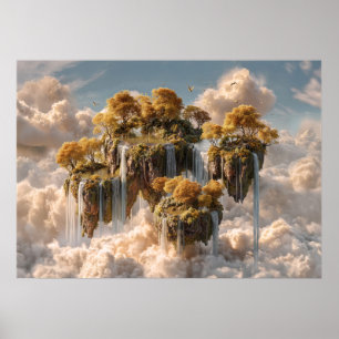 Surreal Floating Islands With Golden Trees Poster