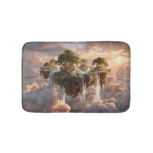 Surreal Floating Islands With Waterfalls Bath Mat (Front)