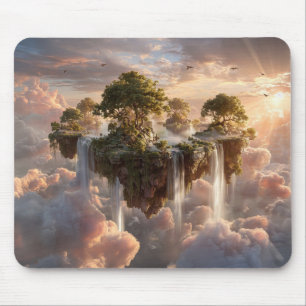 Surreal Floating Islands With Waterfalls Mouse Pad