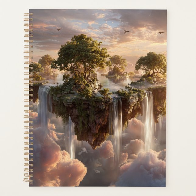 Surreal Floating Islands With Waterfalls Planner (Front)