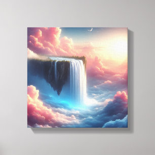 Surreal Floating Rock With Cascading Waterfall Canvas Print