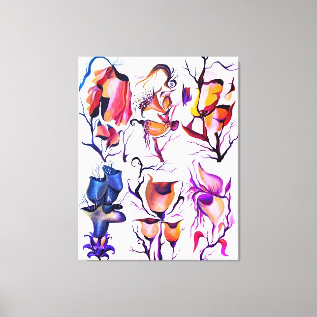 Surreal Floral Abstraction – Bold Colour Bloom Art Canvas Print (Front)