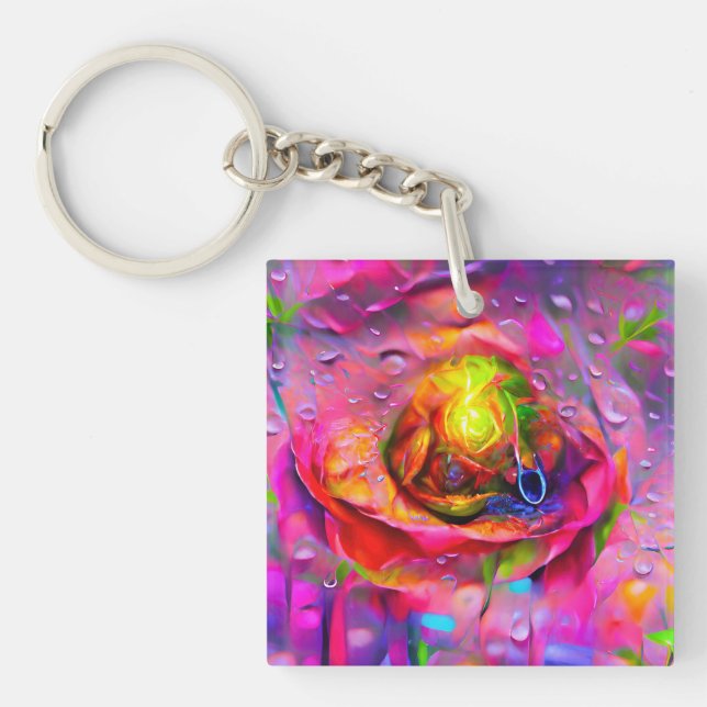 Surreal Floral Art Key Ring (Front)