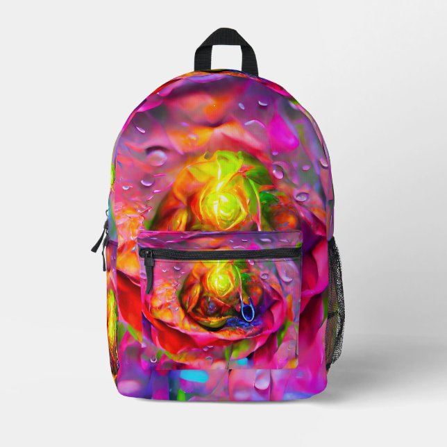 Surreal Floral Art Printed Backpack (Front)