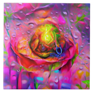 Surreal Floral Art Tile