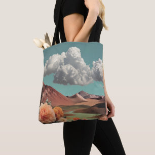 Surreal Floral Mountainscape With Dramatic Clouds Tote Bag