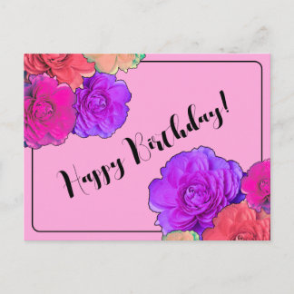 Surreal Flowers Happy Birthday Postcard