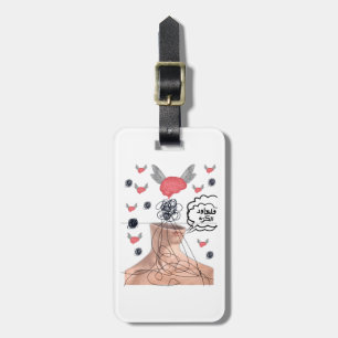 Surreal Flying Brain Arabic Calligraphy Sticker Ar Luggage Tag