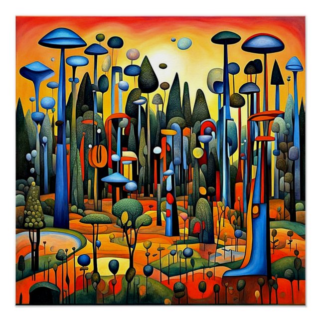 Surreal Forest at Sunset Poster (Front)