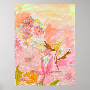 Surreal Garden Floral Pastel Ink Art Artist Print