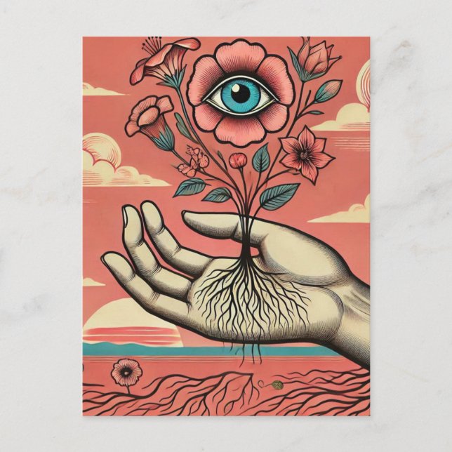 Surreal Gardeners Hand Postcard (Front)