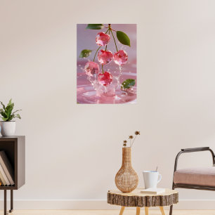  Surreal Gemstone Cherries with Pink Splash  Poster