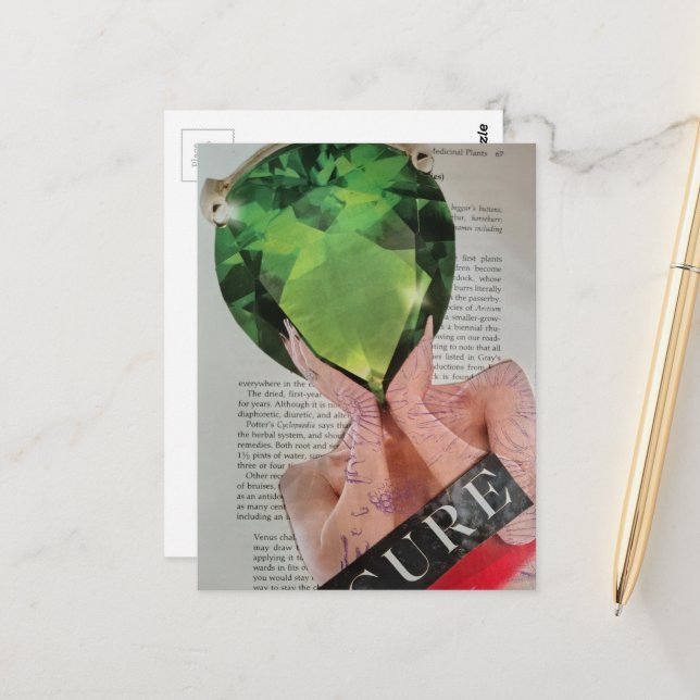 Surreal Gemstone Lady Collage  Postcard (Front/Back In Situ)