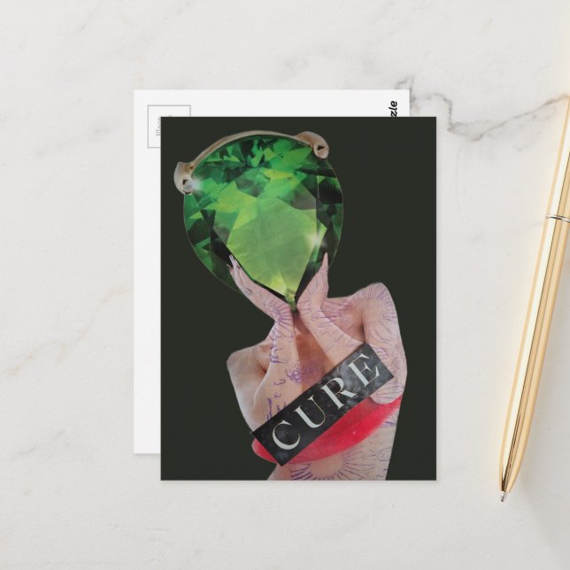 Surreal Gemstone Lady Collage  Postcard (Front/Back In Situ)