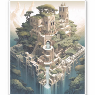 Surreal Geometric City Landscape Fantasy Art