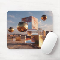 Surreal Geometric Composition With Golden Spheres