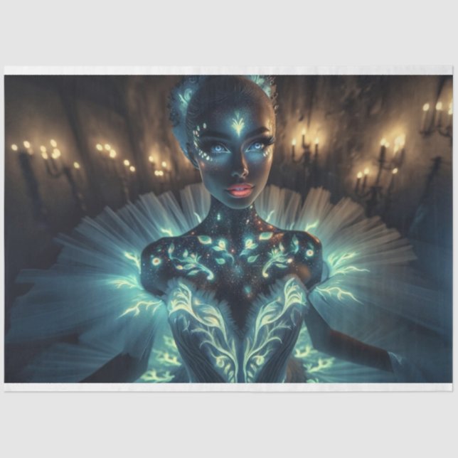 Surreal Glowing Ballerina Decoupage Paper  (Front)