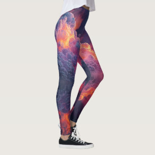 Surreal Glowing Sunset Clouds Reflected In Water Leggings