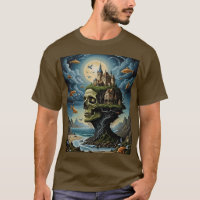 Surreal Gothic Castle Skull T-Shirt