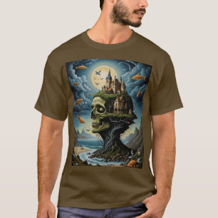 Surreal Gothic Castle Skull T-Shirt