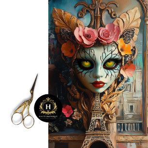 Surreal Gothic Eiffel Tower Gargoyle Decoupage  Tissue Paper