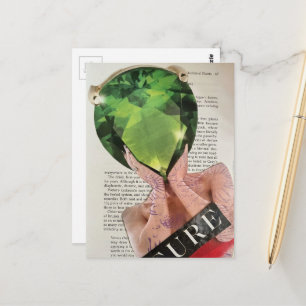 Surreal Green Gemstone Lady Collage  Postcard