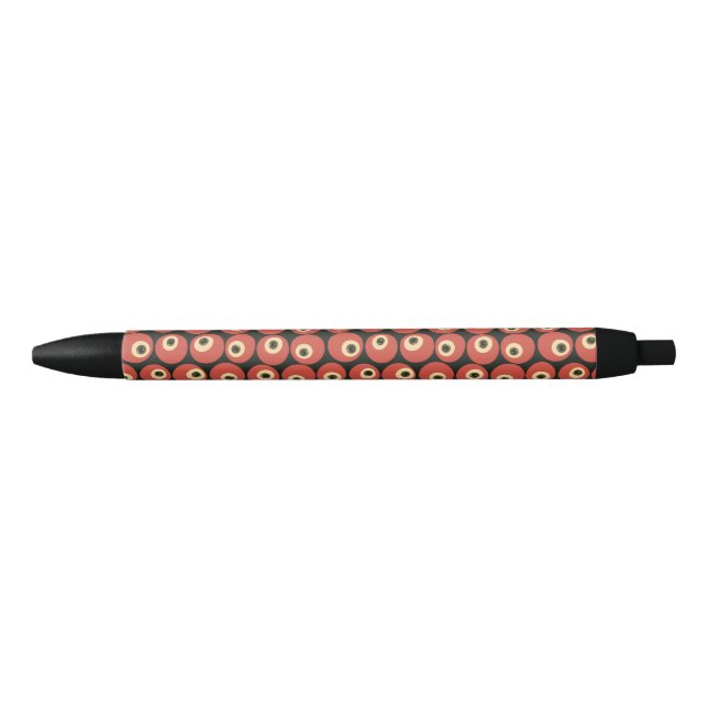 Surreal Halloween Retro Eyeball Grid   Black Ink Pen (Front)