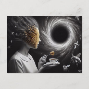 Surreal Honeycomb Headed Woman and Bees  Postcard