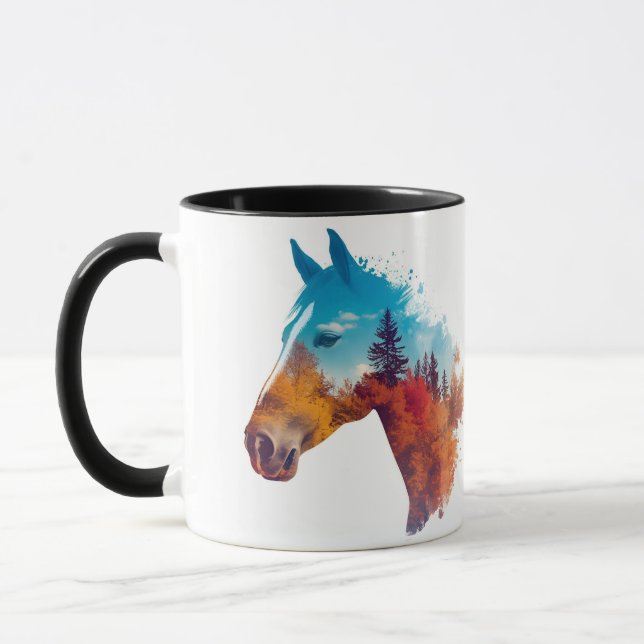Surreal Horse in Autumn Forest Mug (Left)
