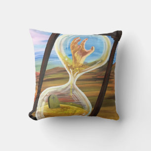 Surreal Hourglass Memento Mori Gothic Desert Art Cushion