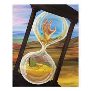 Surreal Hourglass Memento Mori Gothic Desert Wall Poster